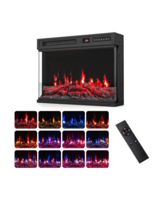 24 Inch 3-Sided Built-In Electric Fireplace Insert with 12 Flame Colors