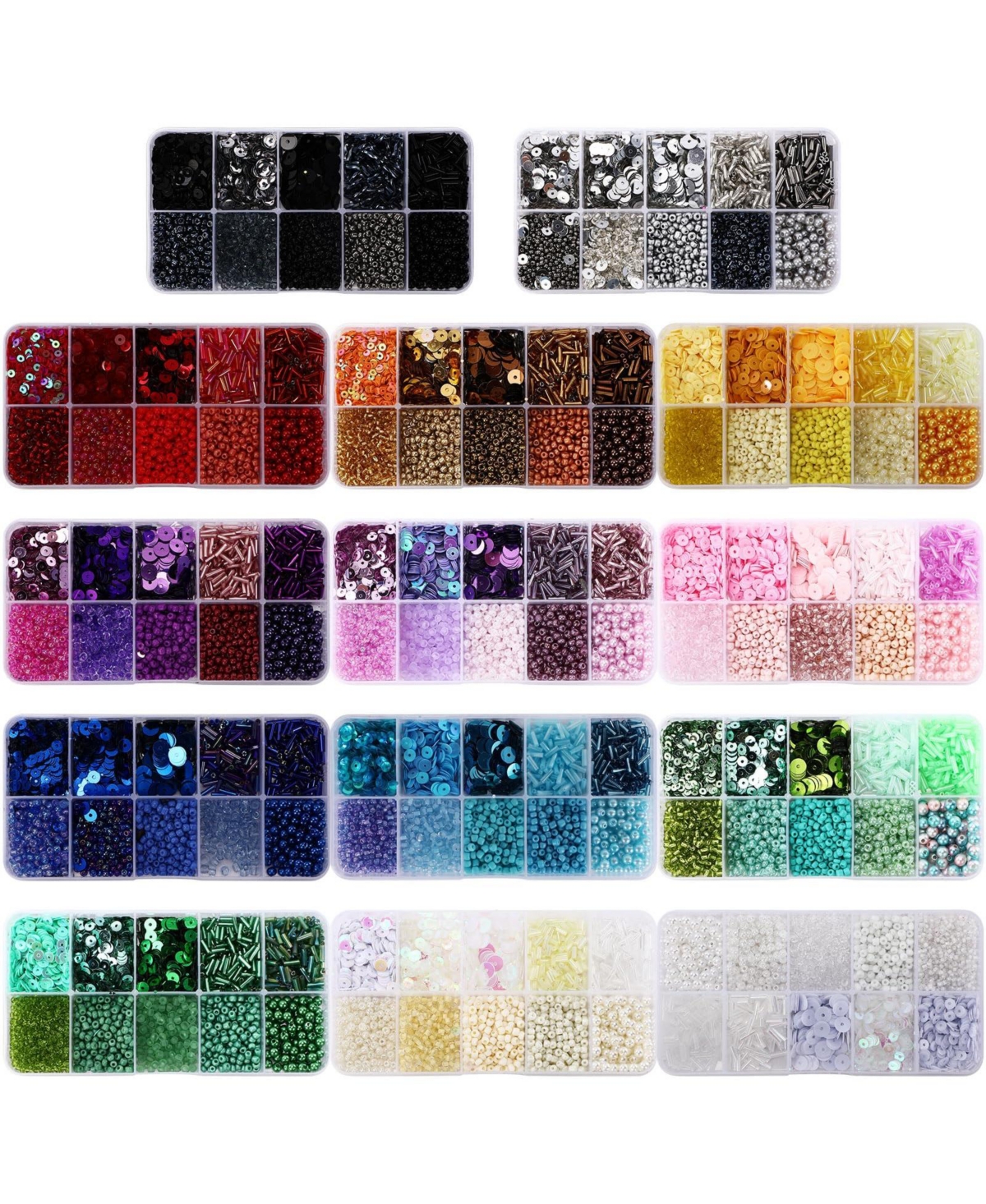 Aeelike 140 Colors 67000pcs Glass Seed Beads Loose Sequins Bulk Craft Kit