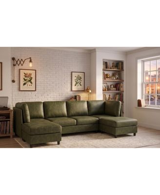 Faux Leather Fabric Upholstered Modular Sectional