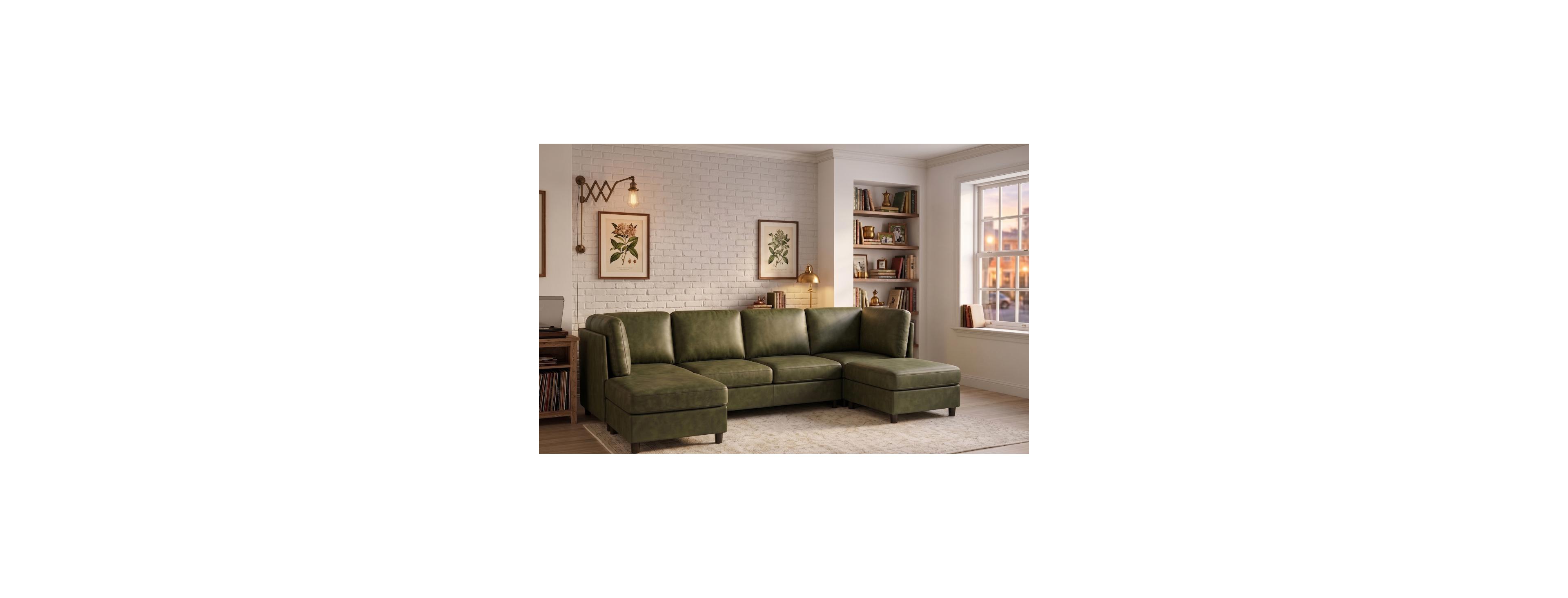Streamdale Furniture Faux Leather Fabric Upholstered Modular Sectional