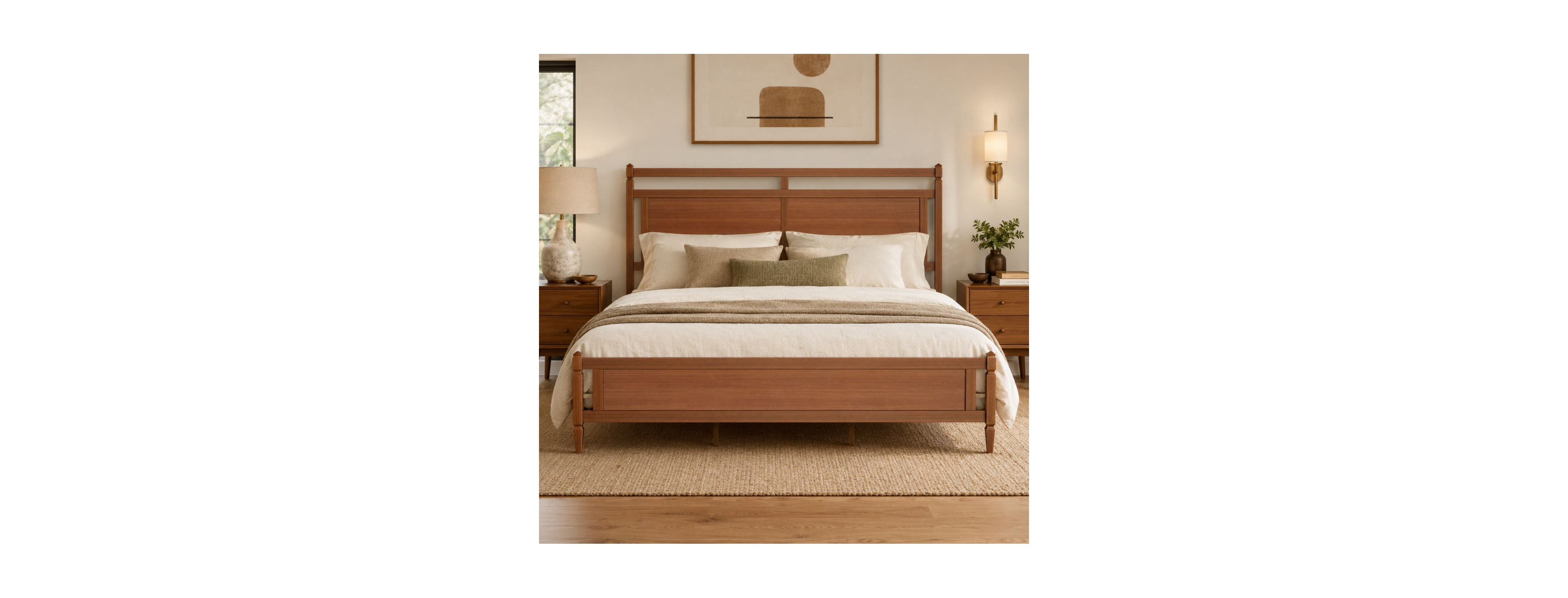 Streamdale Furniture Mid-Century Modern King Wooden Platform Bed Frame