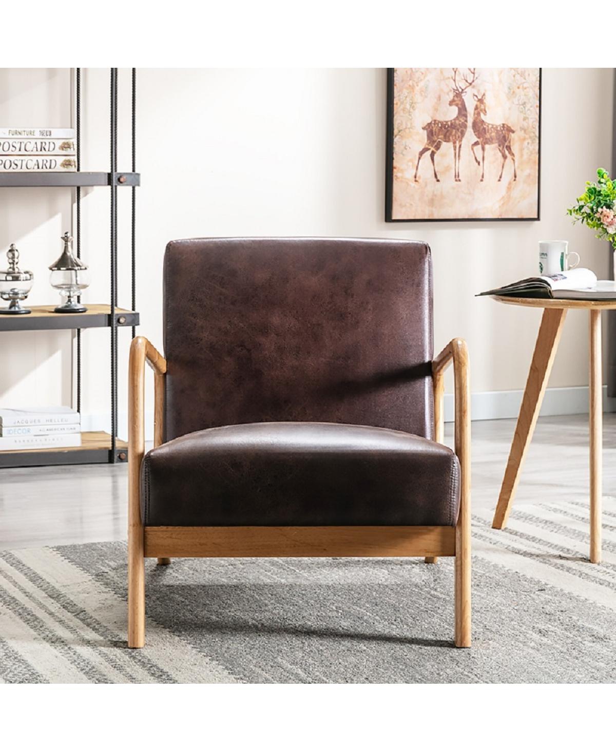 Streamdale Furniture Mid Century Modern Accent Chair with Microfiber Cushion - Dark brown