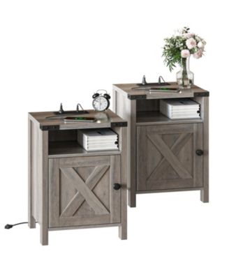 Nightstands with Charging Stations, Barn Doors and Compartments, Side Tables
