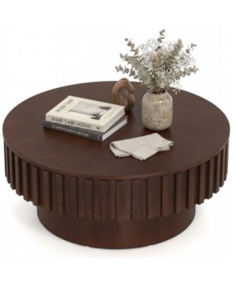 31 in Round Drum Coffee Table with Hidden Storage