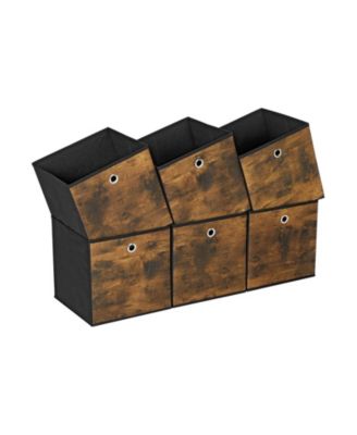 Set of 6 Folding Storage Boxes 11.8 in Cube