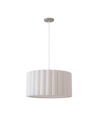 Scallop Pendant - Satin Nickel Steel, Drum Linen Shade, Dimmable, Bulb Included