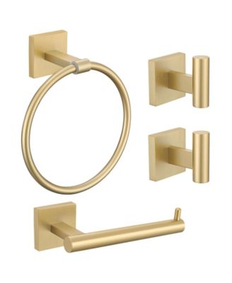 4 Piece Towel Ring Toilet Paper Holder Hooks Bathroom Hardware Set