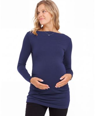 Maternity Long-Sleeve Boat Neck Tunic