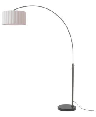Scallop 92" Arc Lamp -Nickel, Marble Base, Linen Shade, Dimmable, Bulb Included