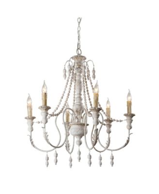 29.5 in. 6- Wood Beads Empire Chandelier