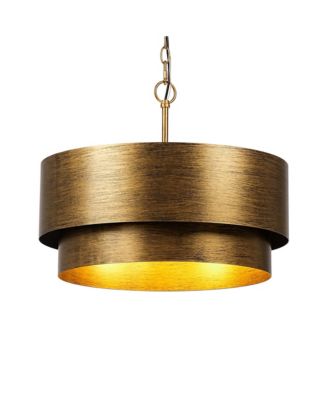 20 Inch Antique 4 Light 2-Tier Drum Adjustable Chandelier for Kitchen Island Living Room Entryway