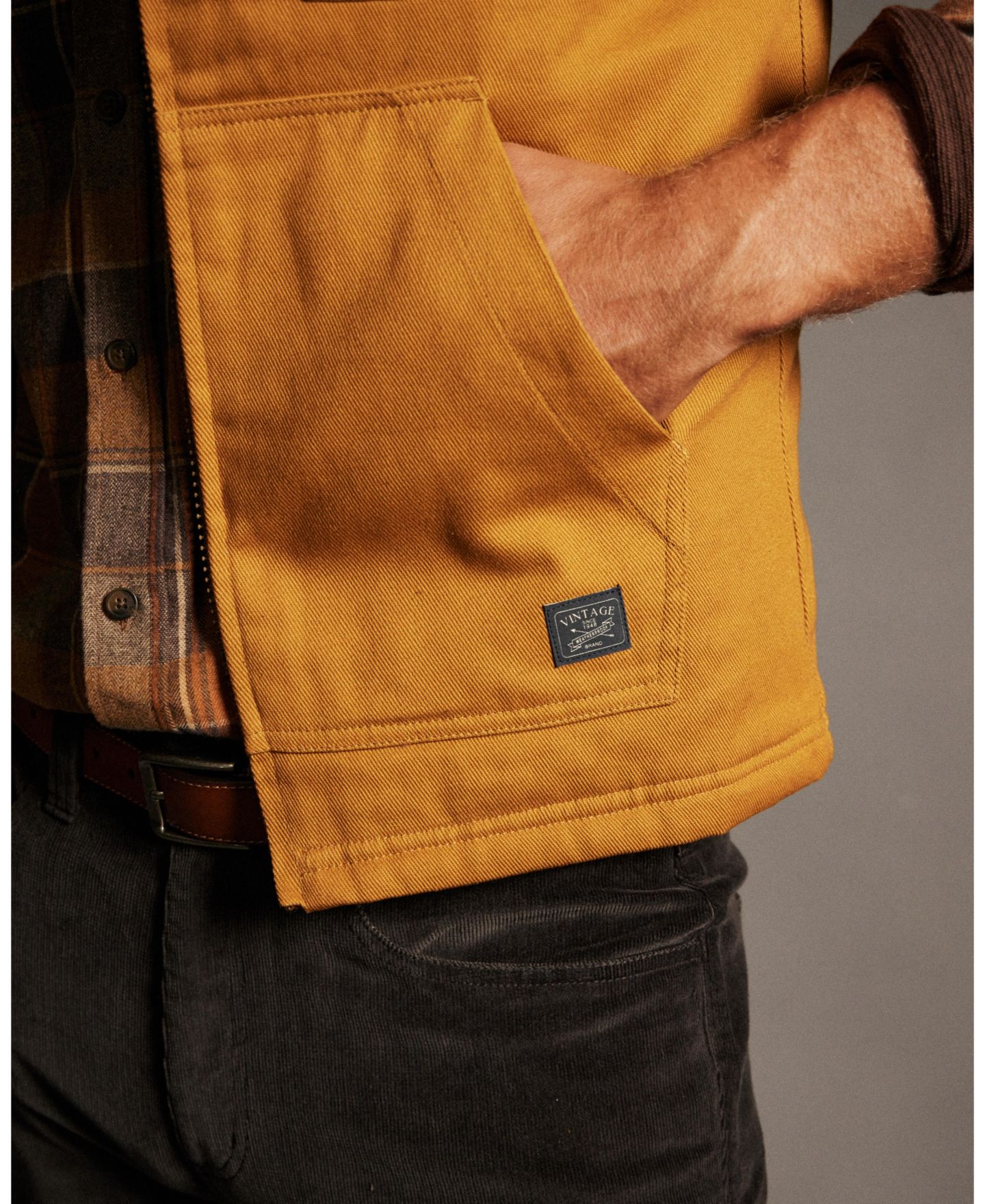 Мужской жилет Weatherproof Vintage Plaid Flannel Canvas Vest, цвет: Золотой — фото 9