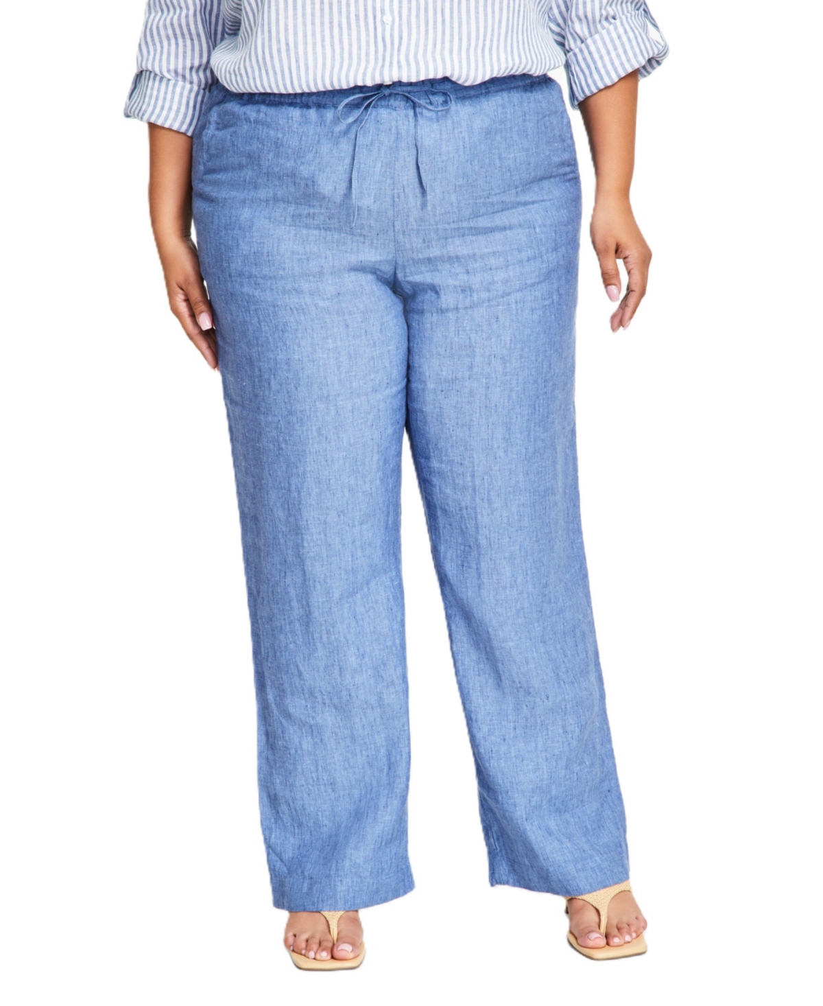 Charter Club Plus Wide Leg Linen Pants, Macy's Exclusive