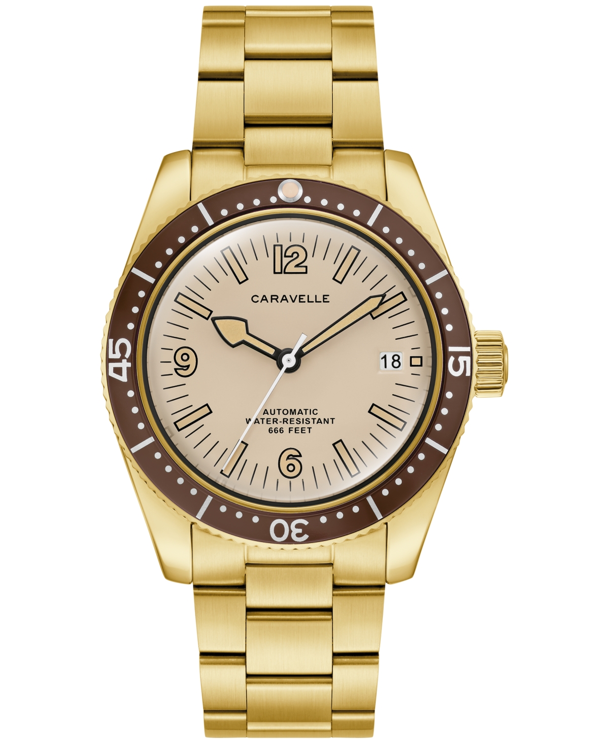 Caravelle Men's Automatic Sea Hunter Gold-Tone Stainless Steel Bracelet Watch 39mm