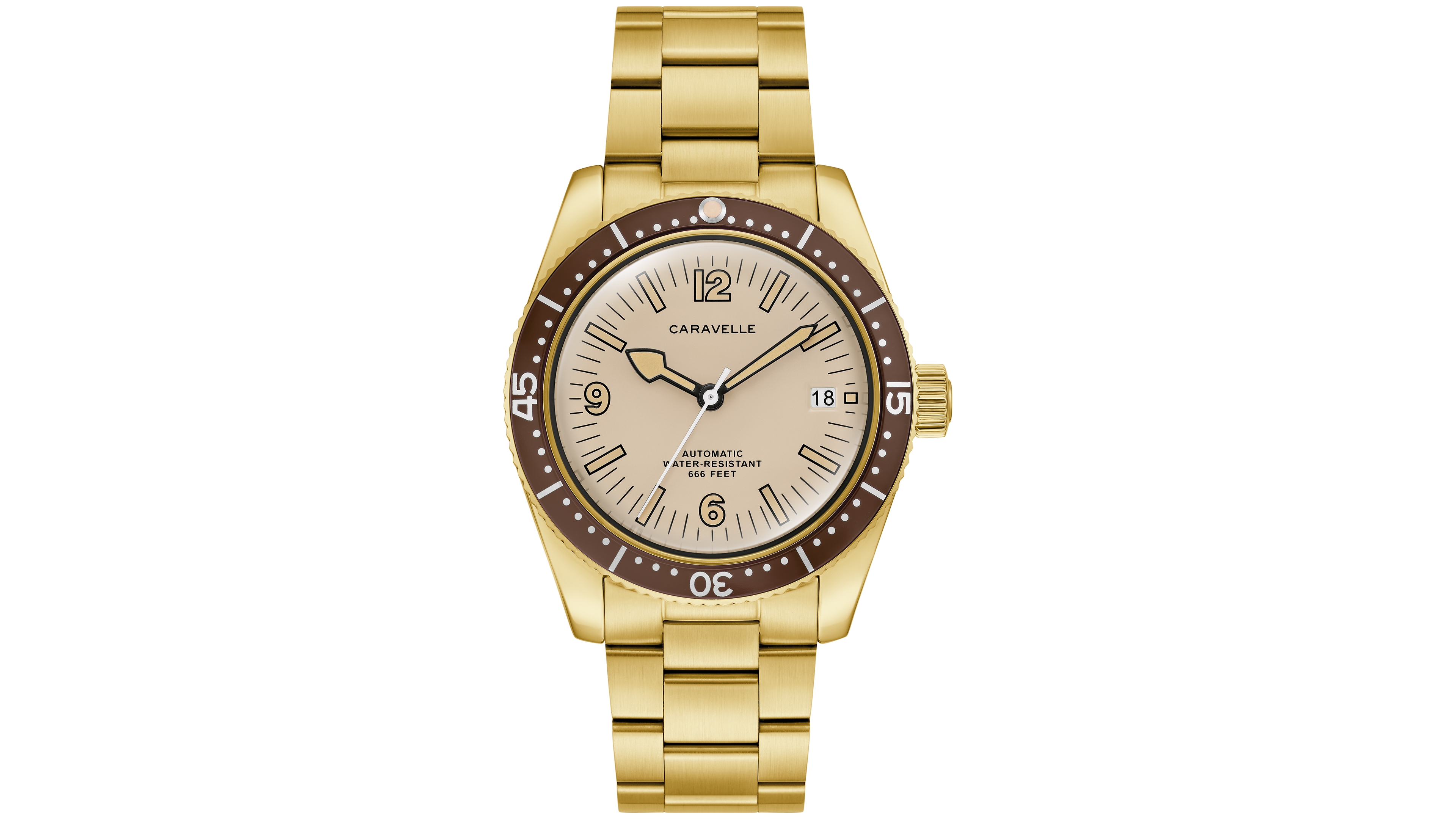 Caravelle Men's Automatic Sea Hunter Gold-Tone Stainless Steel Bracelet Watch 39mm