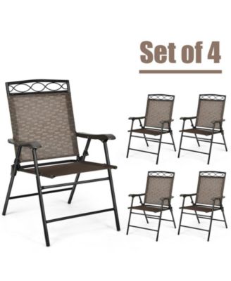4-Piece Foldable Steel Frame Patio Dining Chair Set