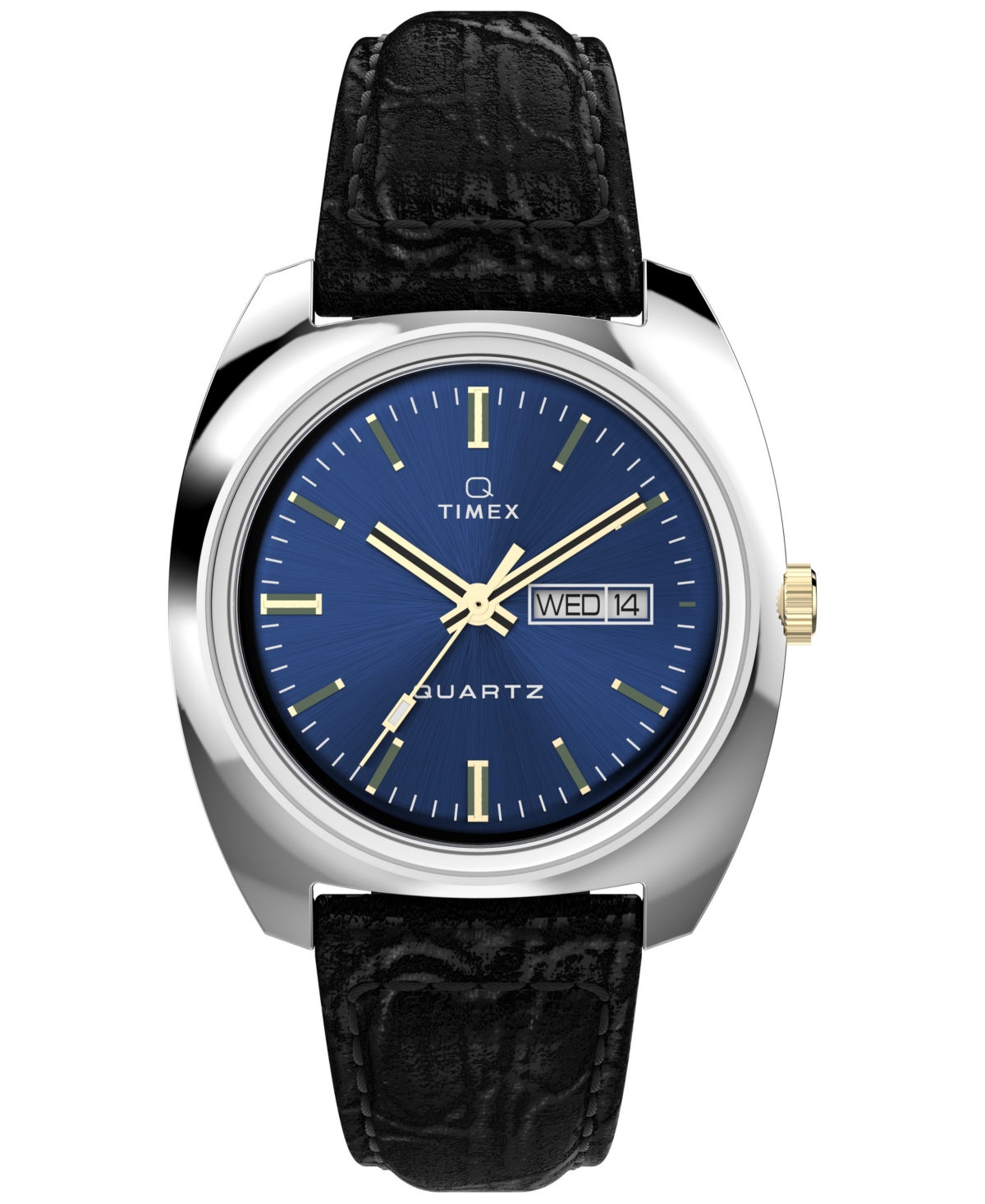 Timex Men's Quartz Analog Q Timex Black Leather Watch 38mm