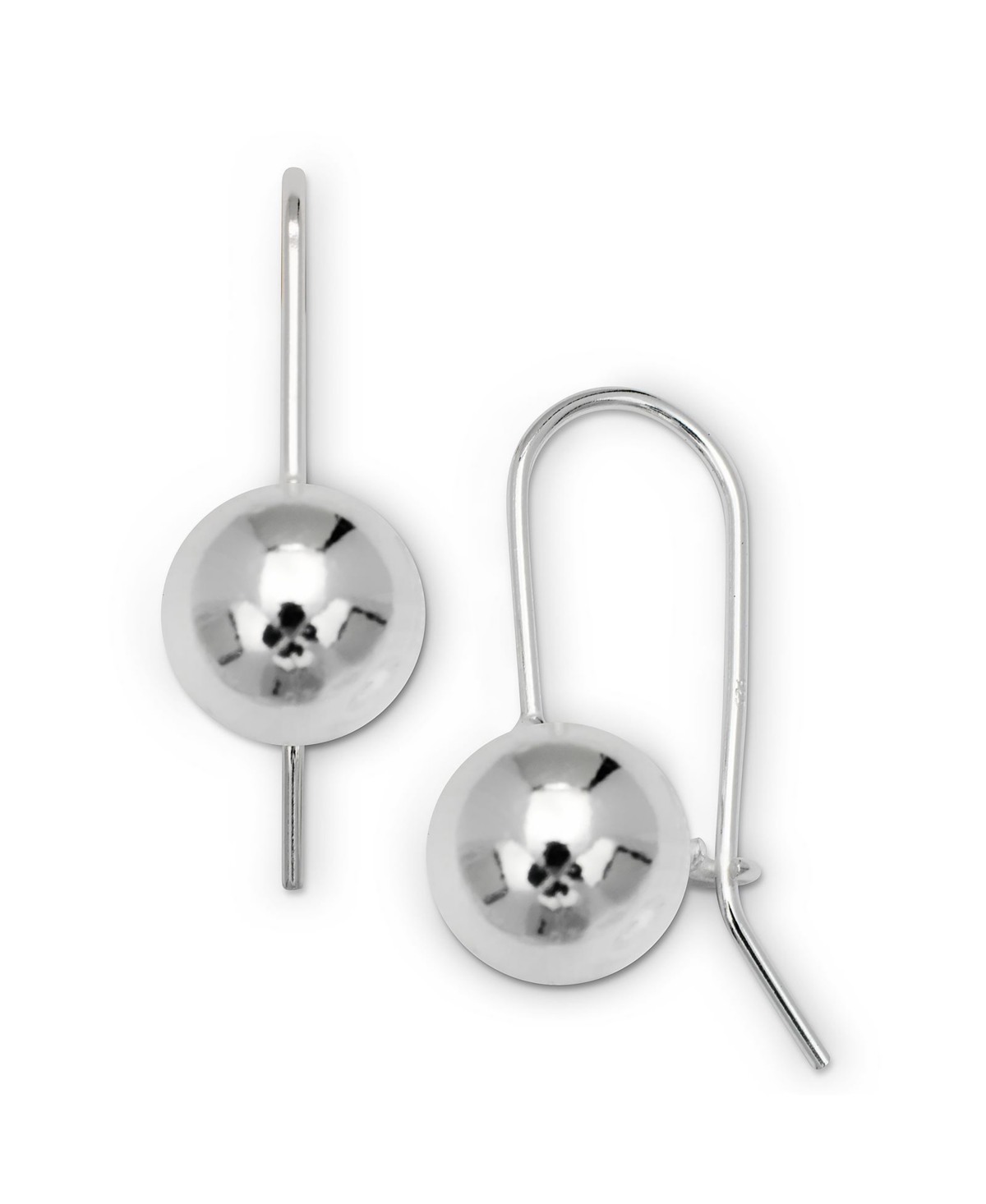 Curata Jewelry 925 Sterling Silver 10mm Polished Solid Ball Frenchwire Drop Earrings