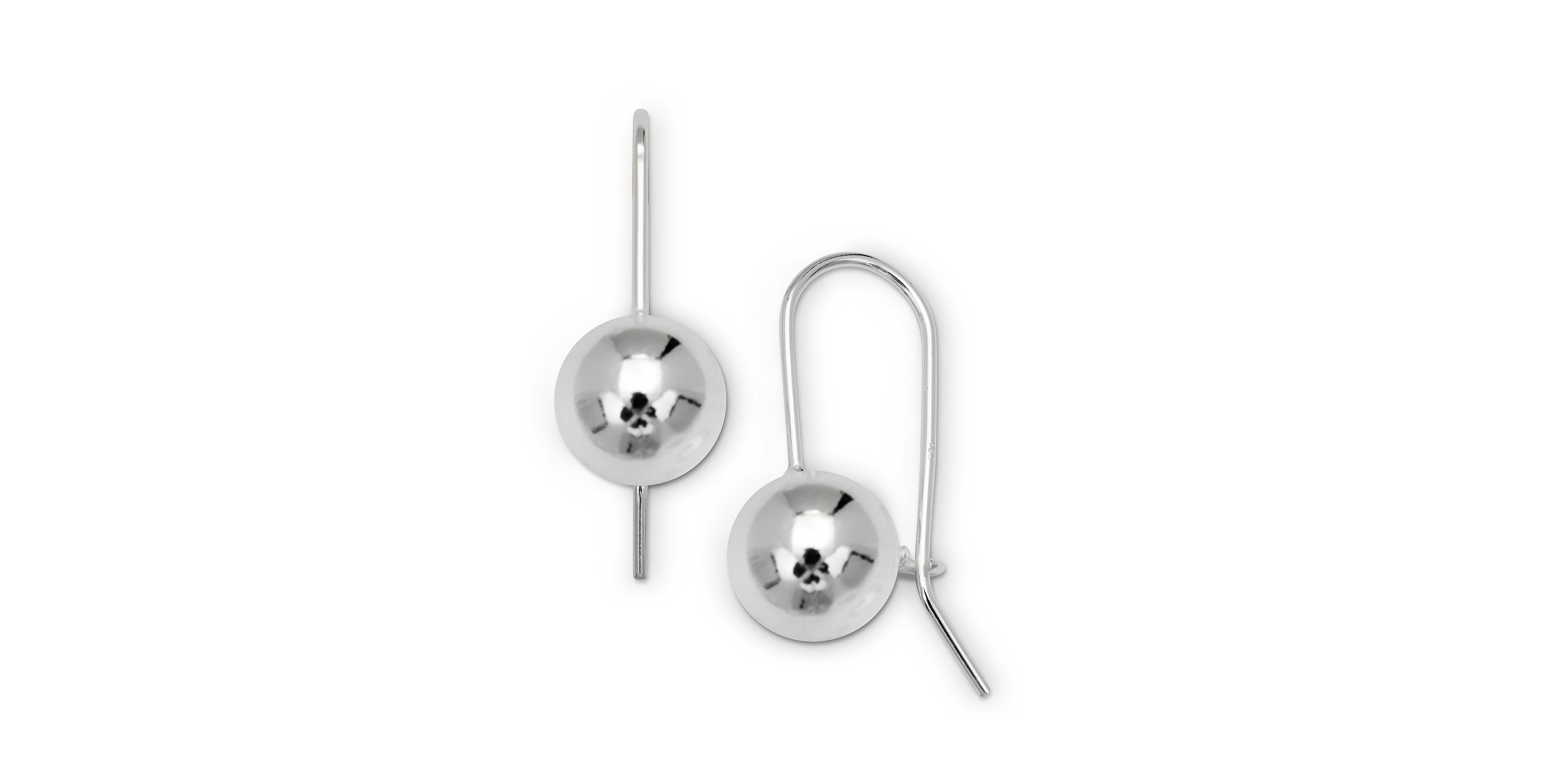 Curata Jewelry 925 Sterling Silver 10mm Polished Solid Ball Frenchwire Drop Earrings