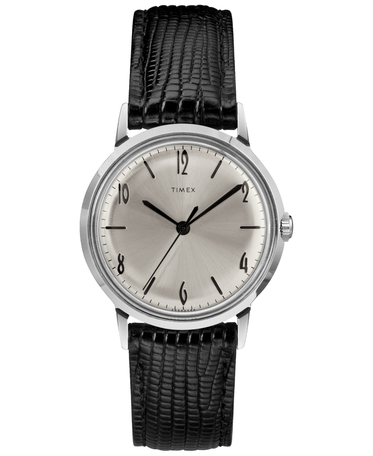 Timex Men's Marlin Mechanical Handwind Black Leather Watch 34mm
