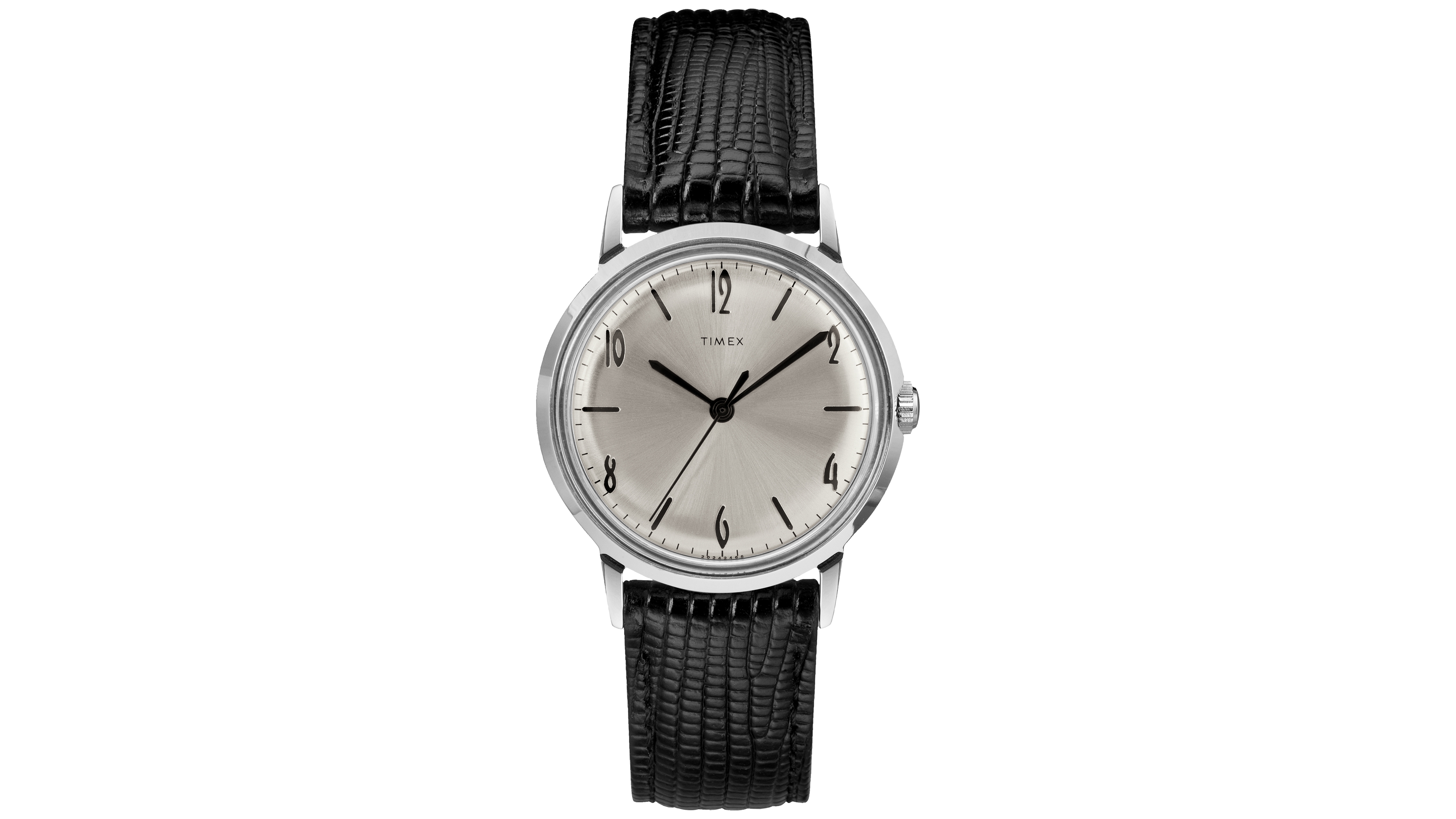 Timex Men's Marlin Mechanical Handwind Black Leather Watch 34mm