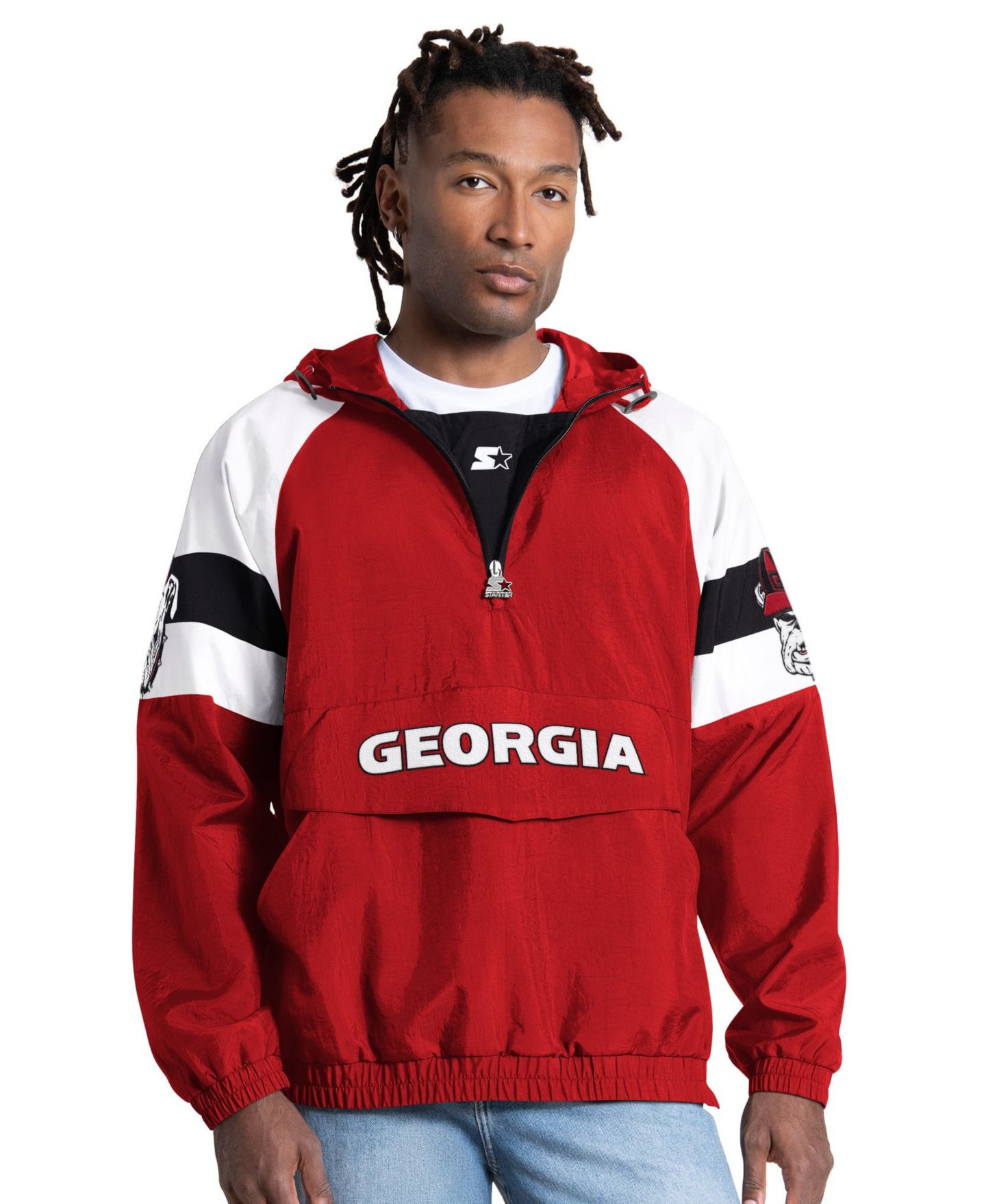 Мужская куртка Starter Red Georgia Bulldogs Street Cut Half-Zip — фото 1