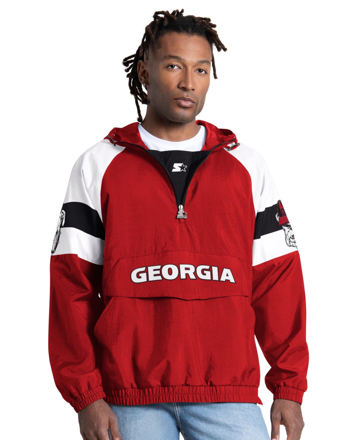 Starter Men's Red Georgia Bulldogs Street Cut Half-Zip Jacket