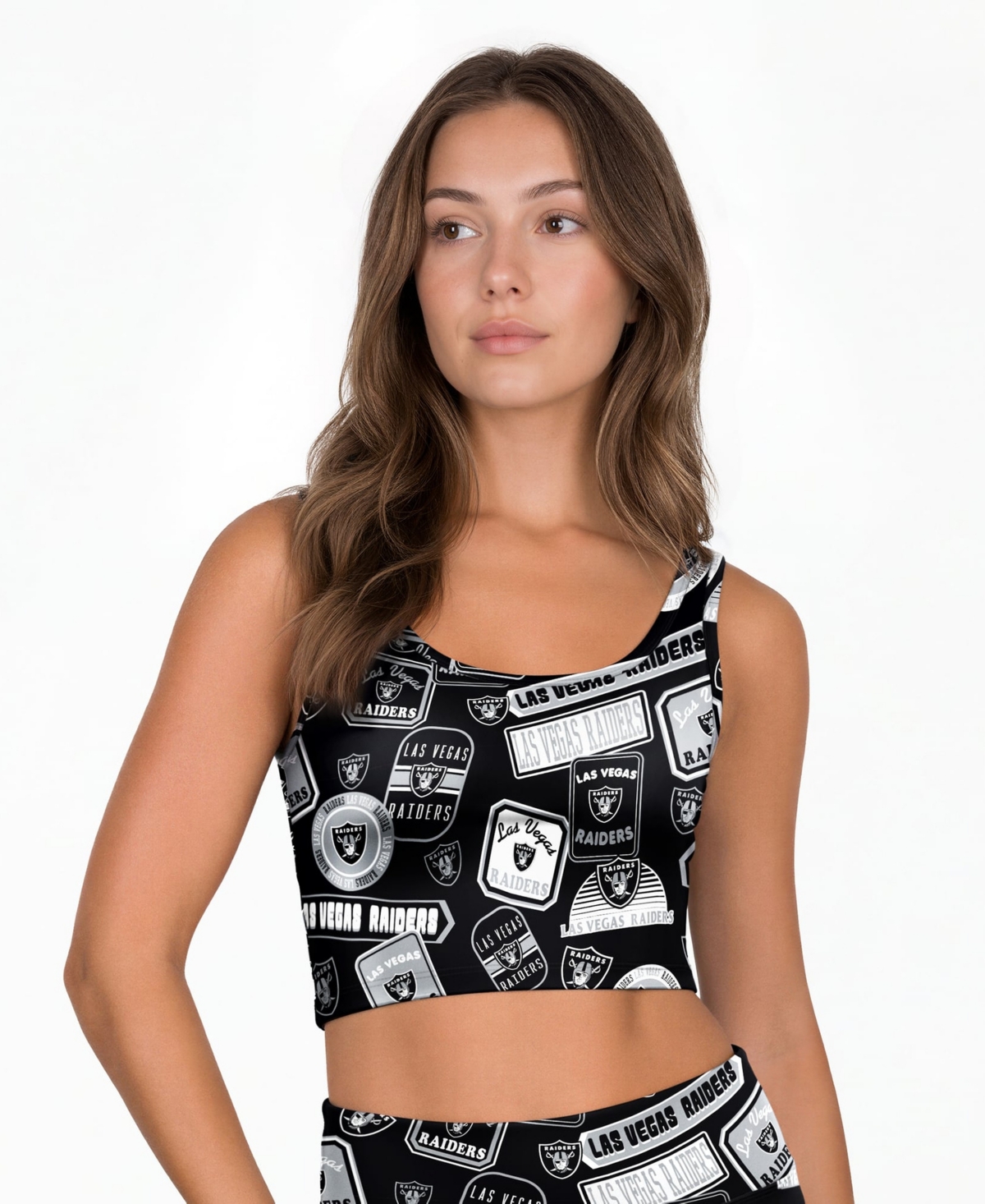 Concepts Sport Women's Black Las Vegas Raiders Grady Allover Print Bralette - Black