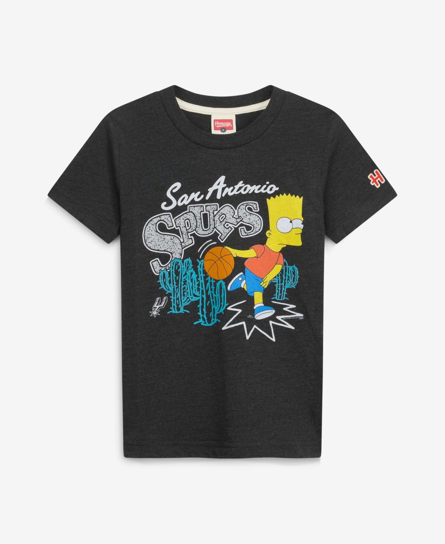 Детская футболка Homage Charcoal San Antonio Spurs x The Simpsons Tri-Blend — фото 1