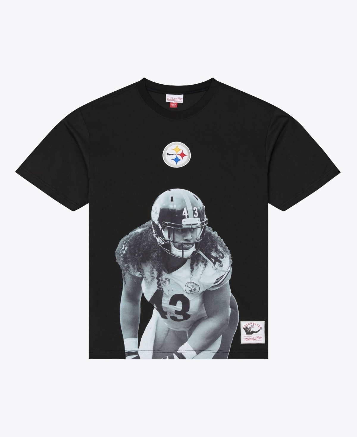 Mitchell & Ness Men's Troy Polamalu Black Pittsburgh Steelers Retired Solo Player T-Shirt - Black