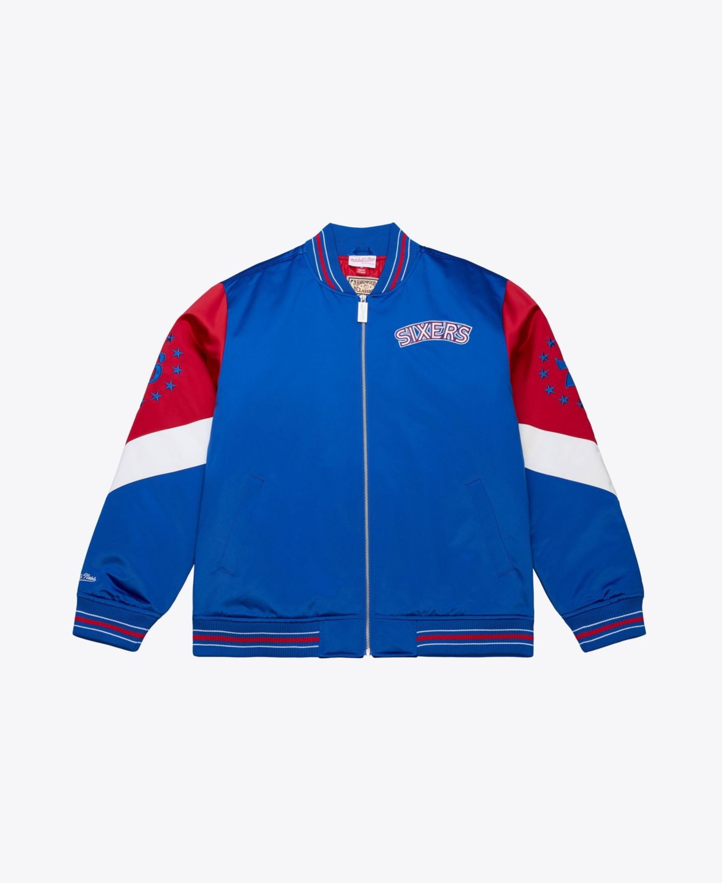 Мужская куртка Mitchell & Ness Royal Philadelphia 76ers Throw It Back Heavyweight Satin Full-Zip — фото 2