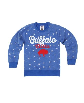 Big Girls Wes Willy Royal Buffalo Bills Shimmer Star Reverse Sweatshirt