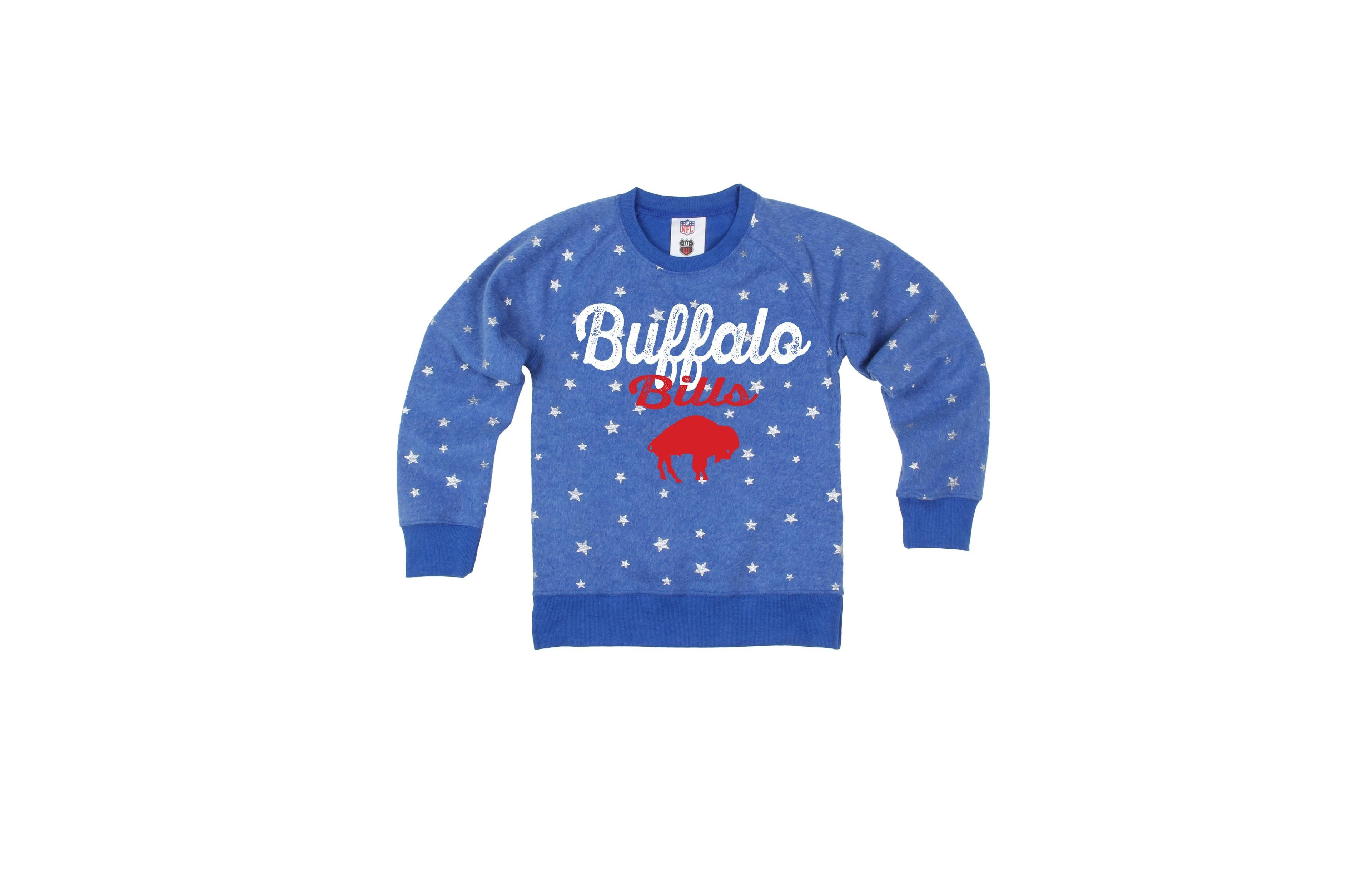 Wes & Willy Big Girls Royal Buffalo Bills Shimmer Star Reverse Sweatshirt