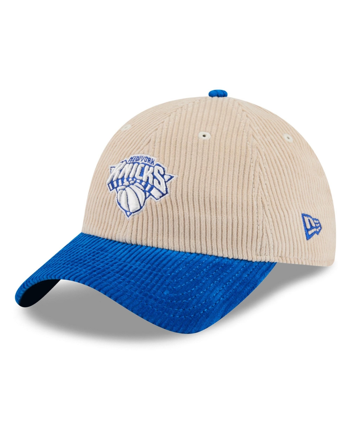 New Era Men's Cream/Blue New York Knicks Tonal Corduroy Casual Classic Adjustable Hat - Cream, Blue