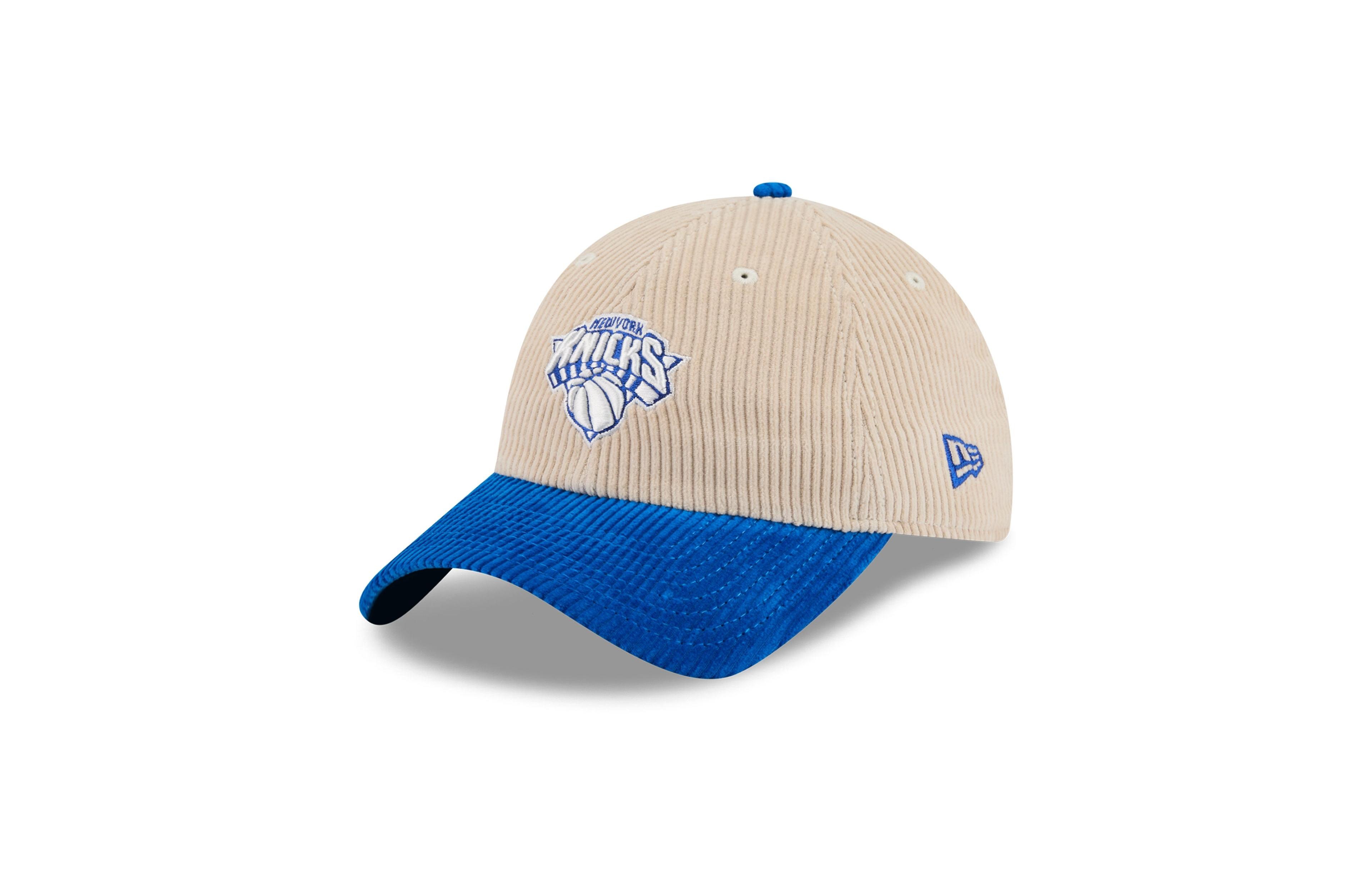 New Era Men's Cream/Blue New York Knicks Tonal Corduroy Casual Classic Adjustable Hat