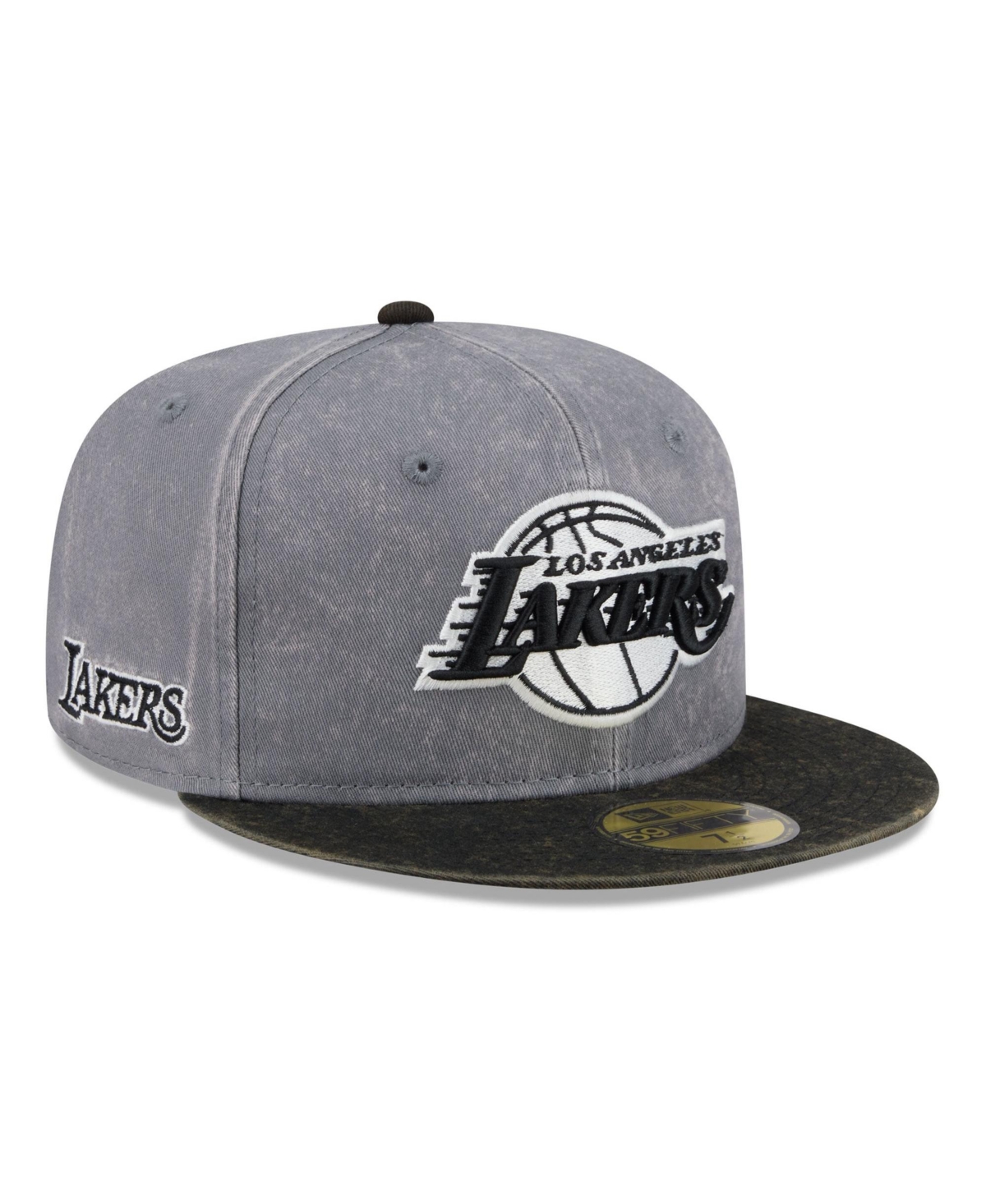 New Era Men's Gray/Black Los Angeles Lakers Washed 59FIFTY Fitted Hat - Gray, Black