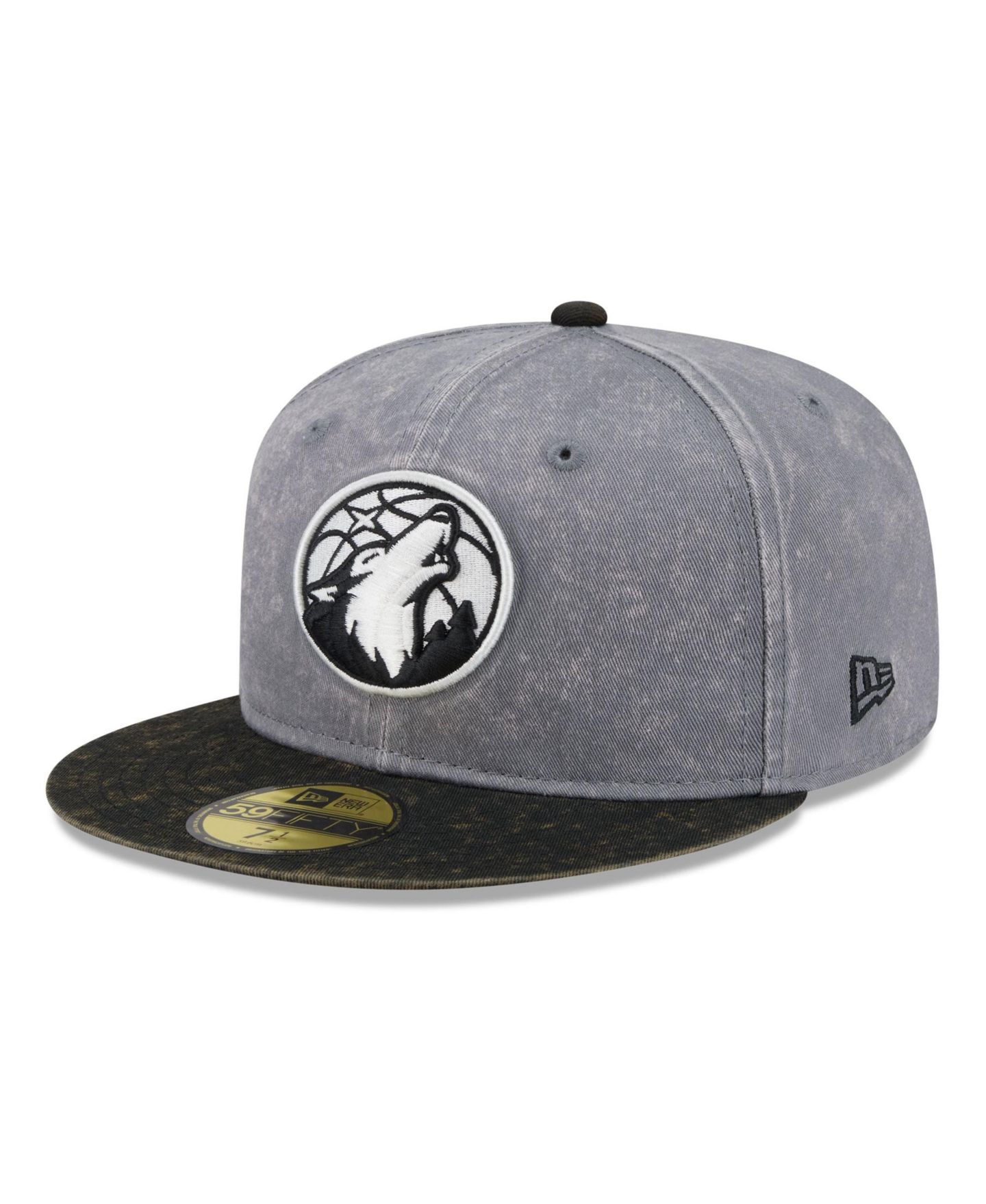 Мужская кепка New Era Gray/Black Minnesota Timberwolves Washed 59FIFTY Fitted Hat — фото 3