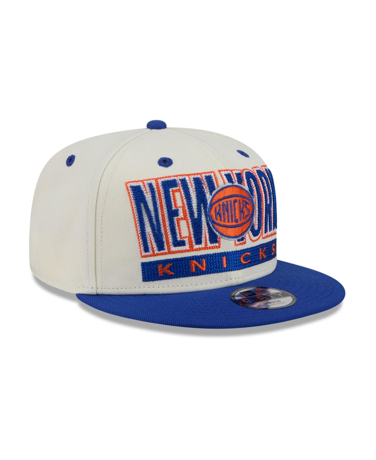 New Era Big Boys' and Girls' Cream/Blue New York Knicks Classic 9FIFTY Snapback Hat - Blue, Cream