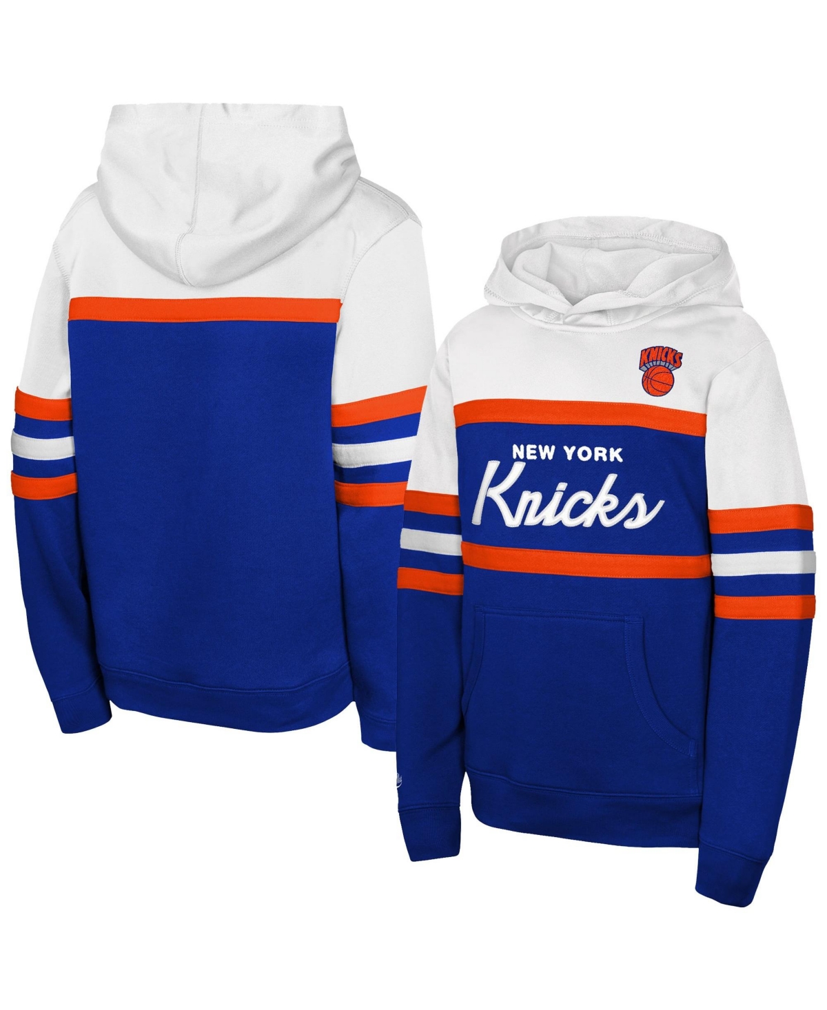 Mitchell & Ness Big Boys' and Girls' Blue/White New York Knicks Vintage Head Coach Hoodie - Blue, White