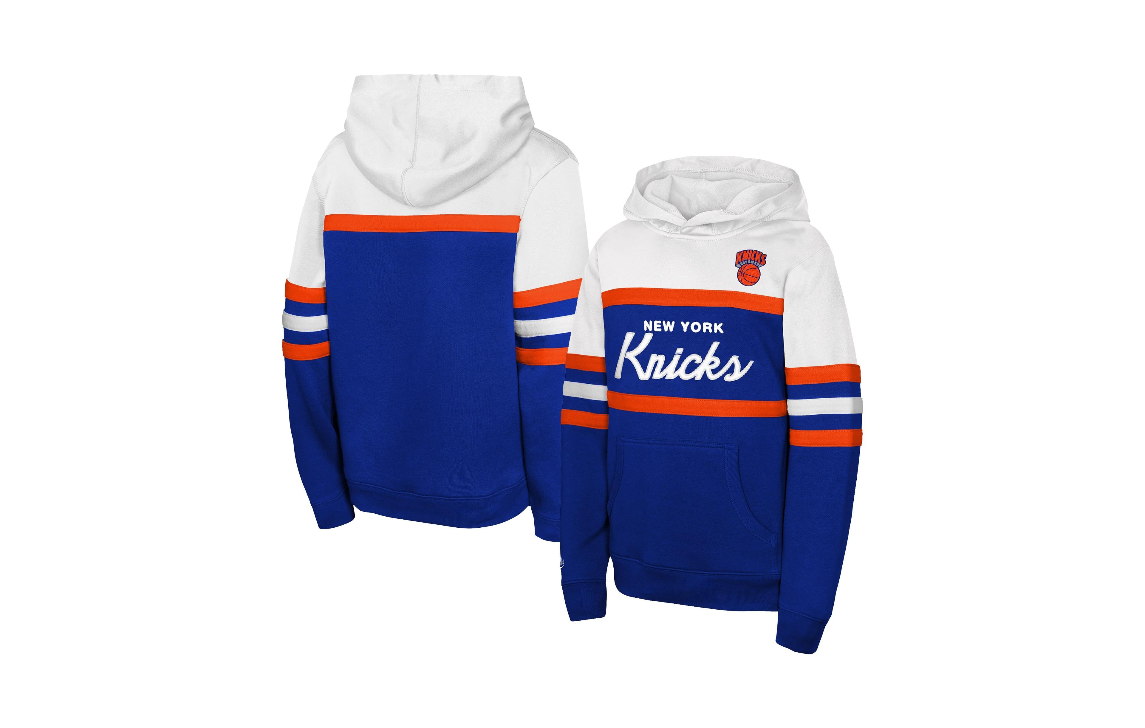 Mitchell & Ness Big Boys' and Girls' Blue/White New York Knicks Vintage Head Coach Hoodie