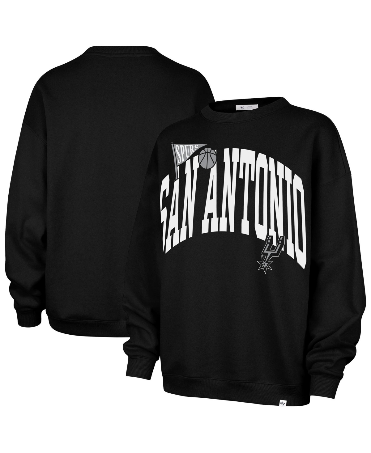 '47 Brand Women's Black San Antonio Spurs Oversized Arched Icon Sweatshirt - Black