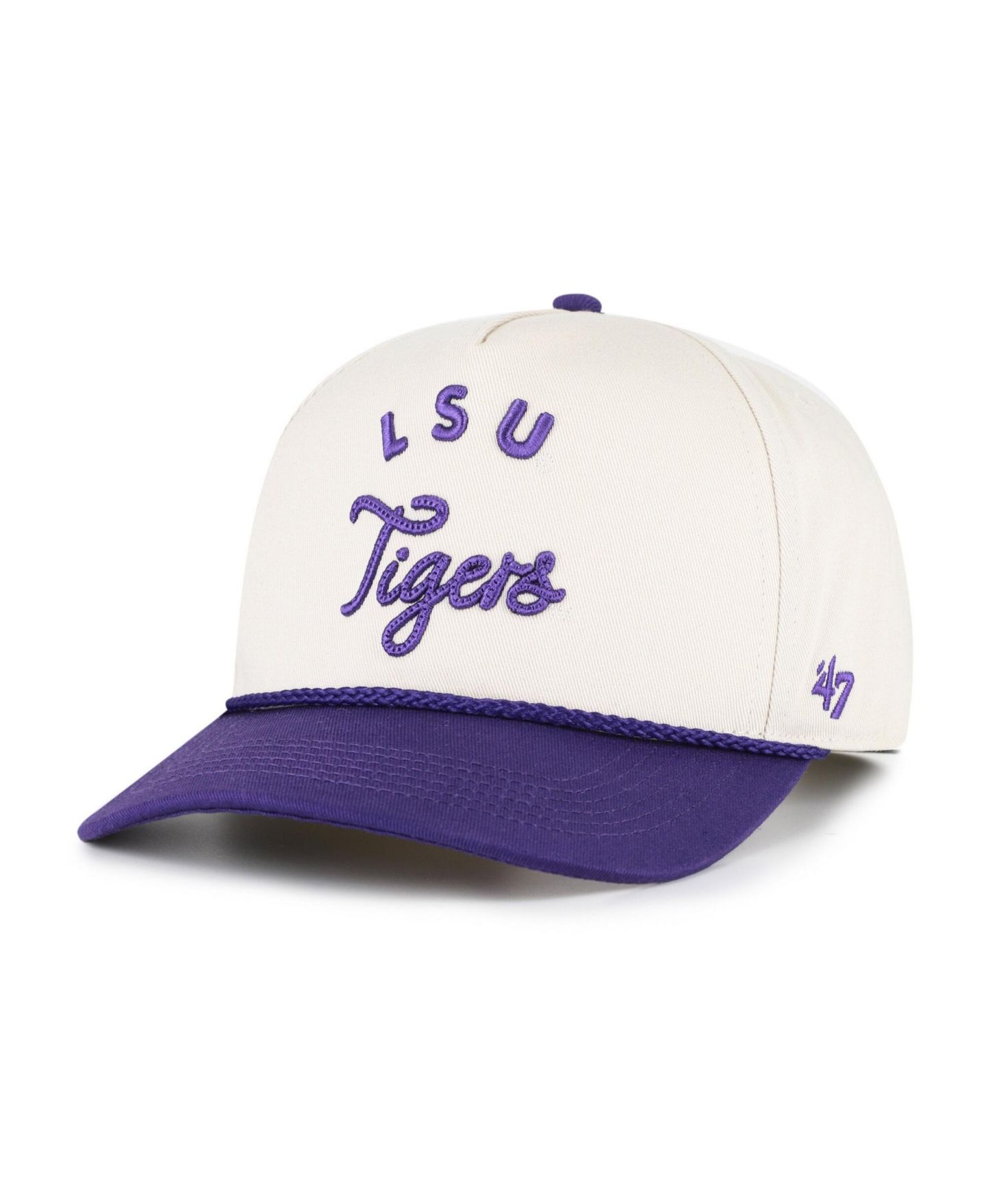 Женская кепка '47 Brand Cream/Purple LSU Tigers Rope Script Hitch Adjustable Hat — фото 1