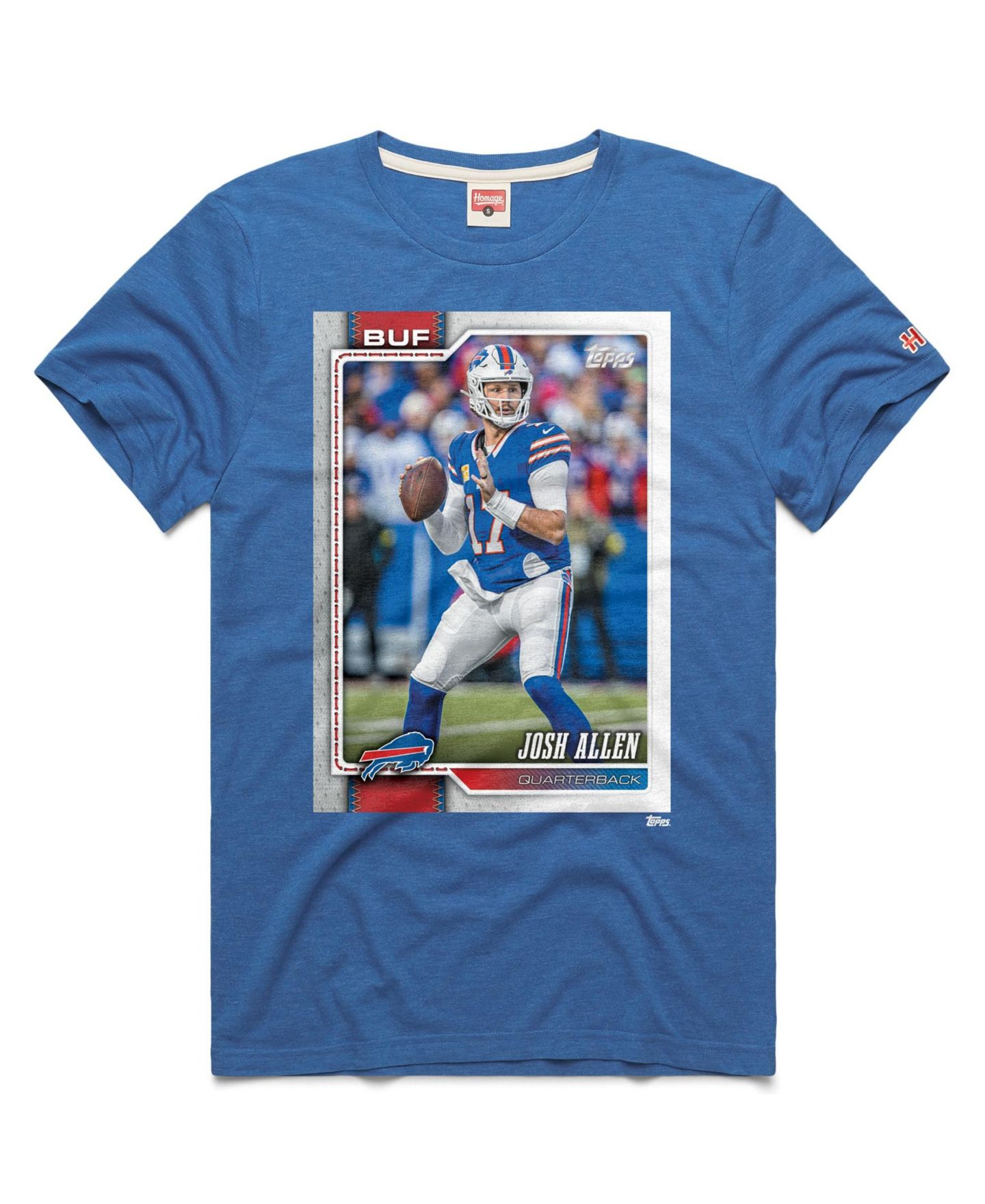 Футболка Homage Josh Allen Royal Buffalo Bills NFL Topps Trading Card Tri-Blend — фото 1