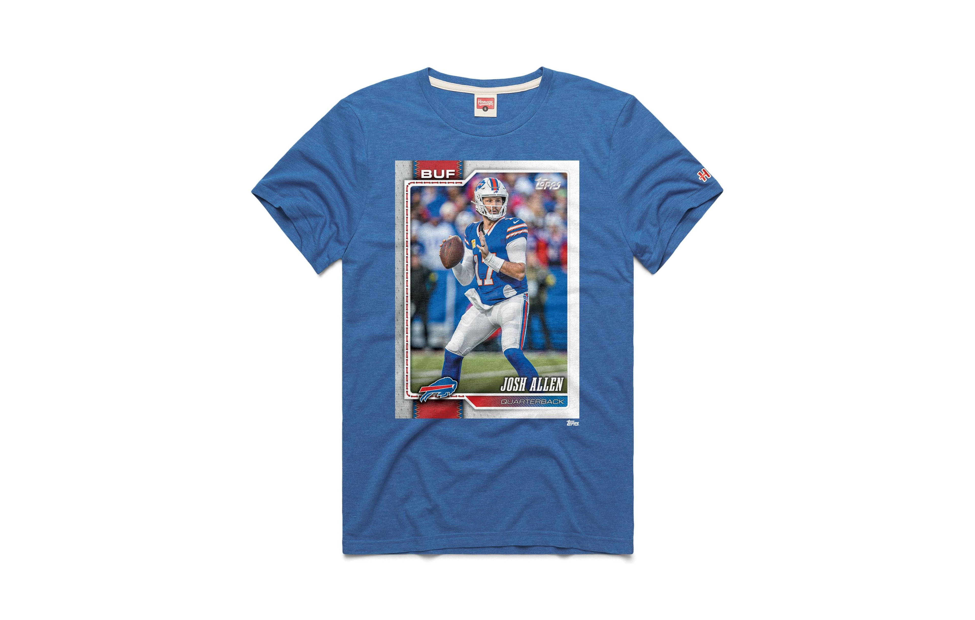 Homage Men's and Women's Josh Allen Royal Buffalo Bills Nfl Topps Trading Card Tri-Blend T-Shirt