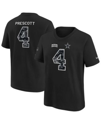 Big Boys' and Girls' Dak Prescott Black Dallas Cowboys 2026 Salute to Service Name Number T-Shirt