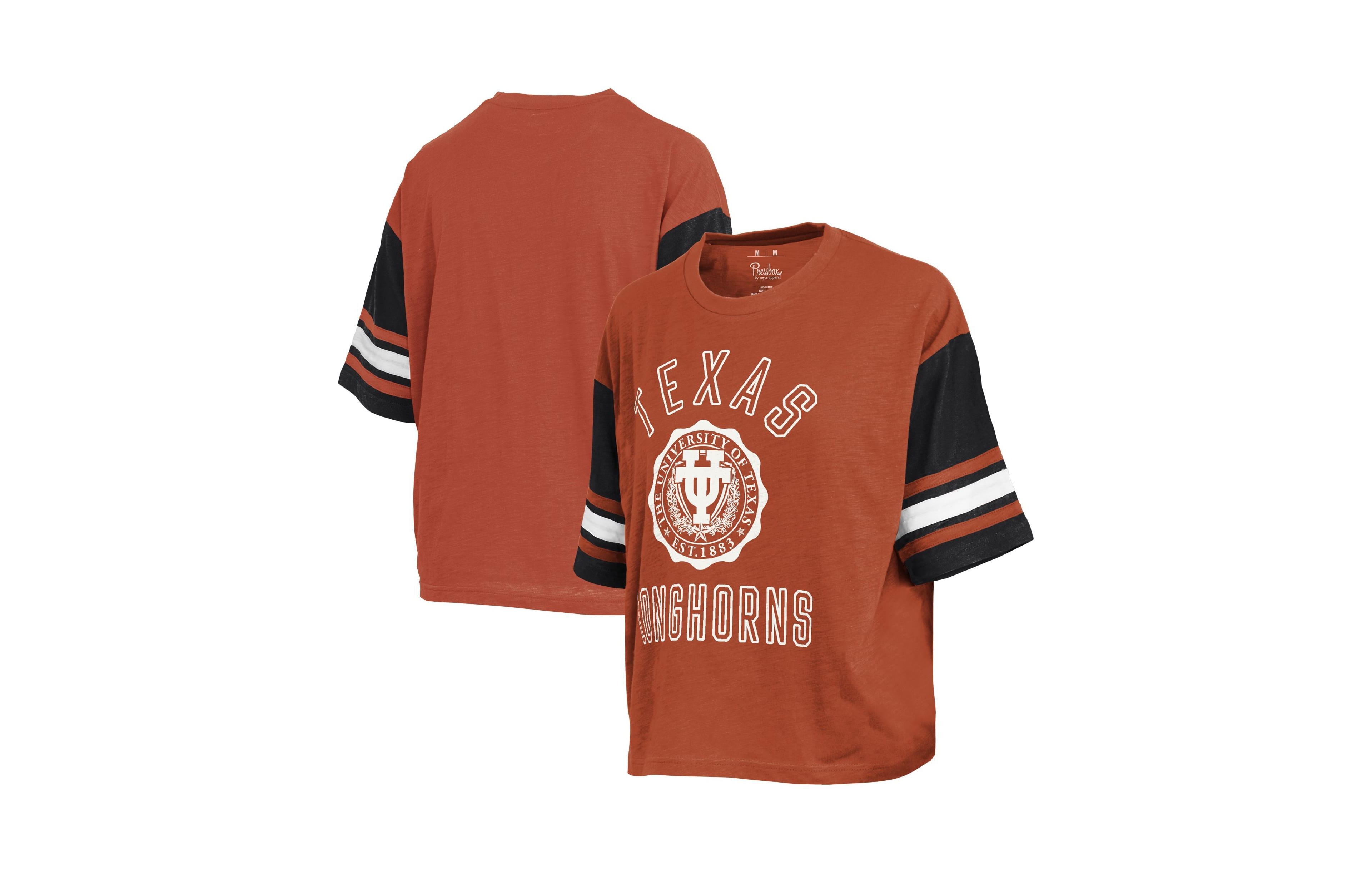 Pressbox Women's Texas Orange Longhorns Sunday Color block Seal T-Shirt