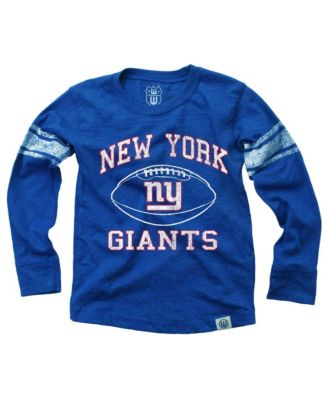Big Boys' and Girls' Wes Willy Royal New York Giants Football Long-Sleeves T-Shirt