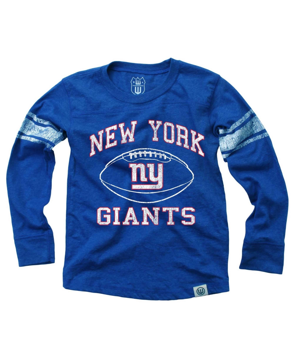 Wes & Willy Big Boys' and Girls' Wes Willy Royal New York Giants Football Long-Sleeves T-Shirt - Royal