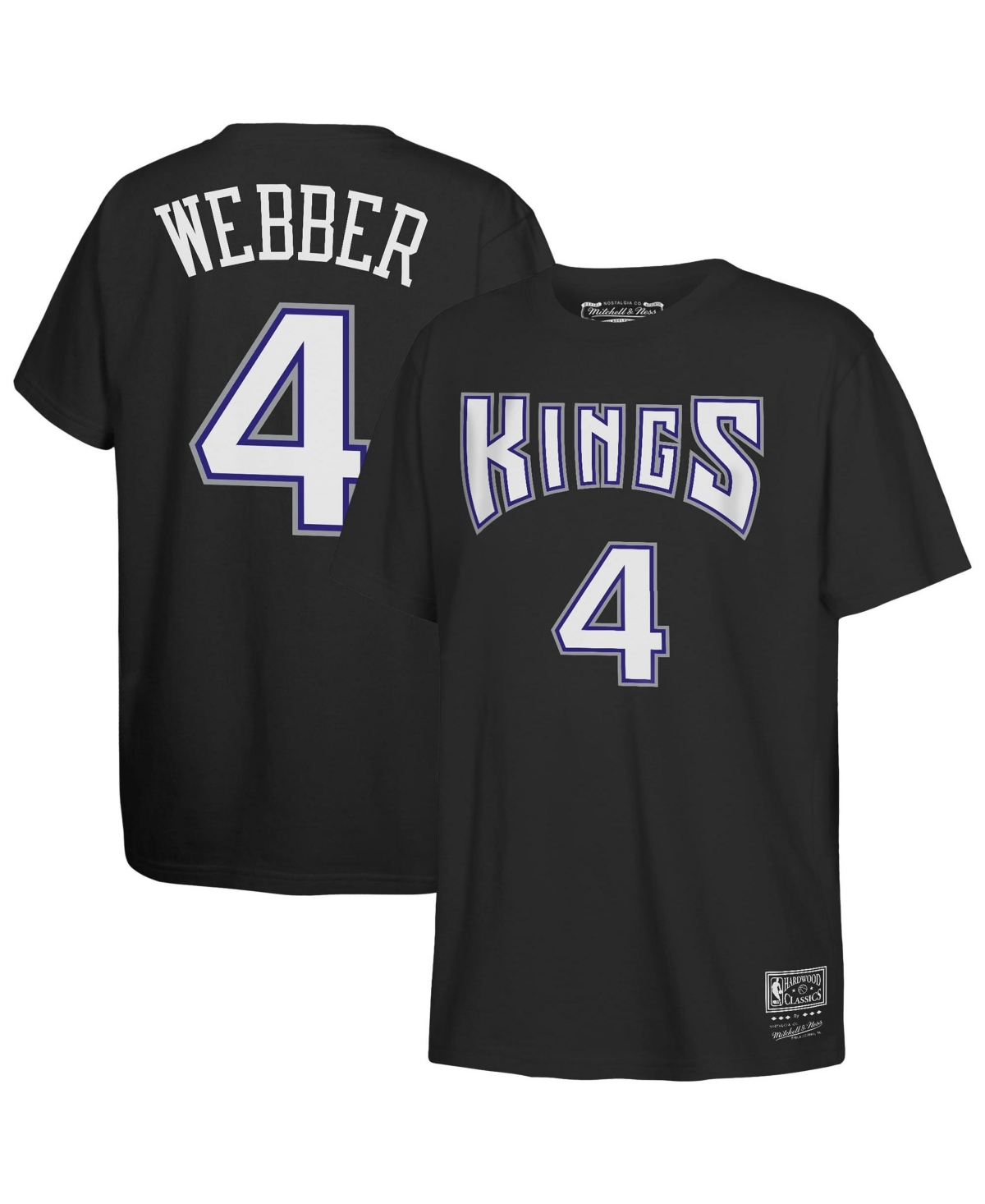 Mitchell & Ness Big Boys' and Girls' Chris Webber Black Sacramento Kings Hardwood Classics Name Number T-Shirt - Black