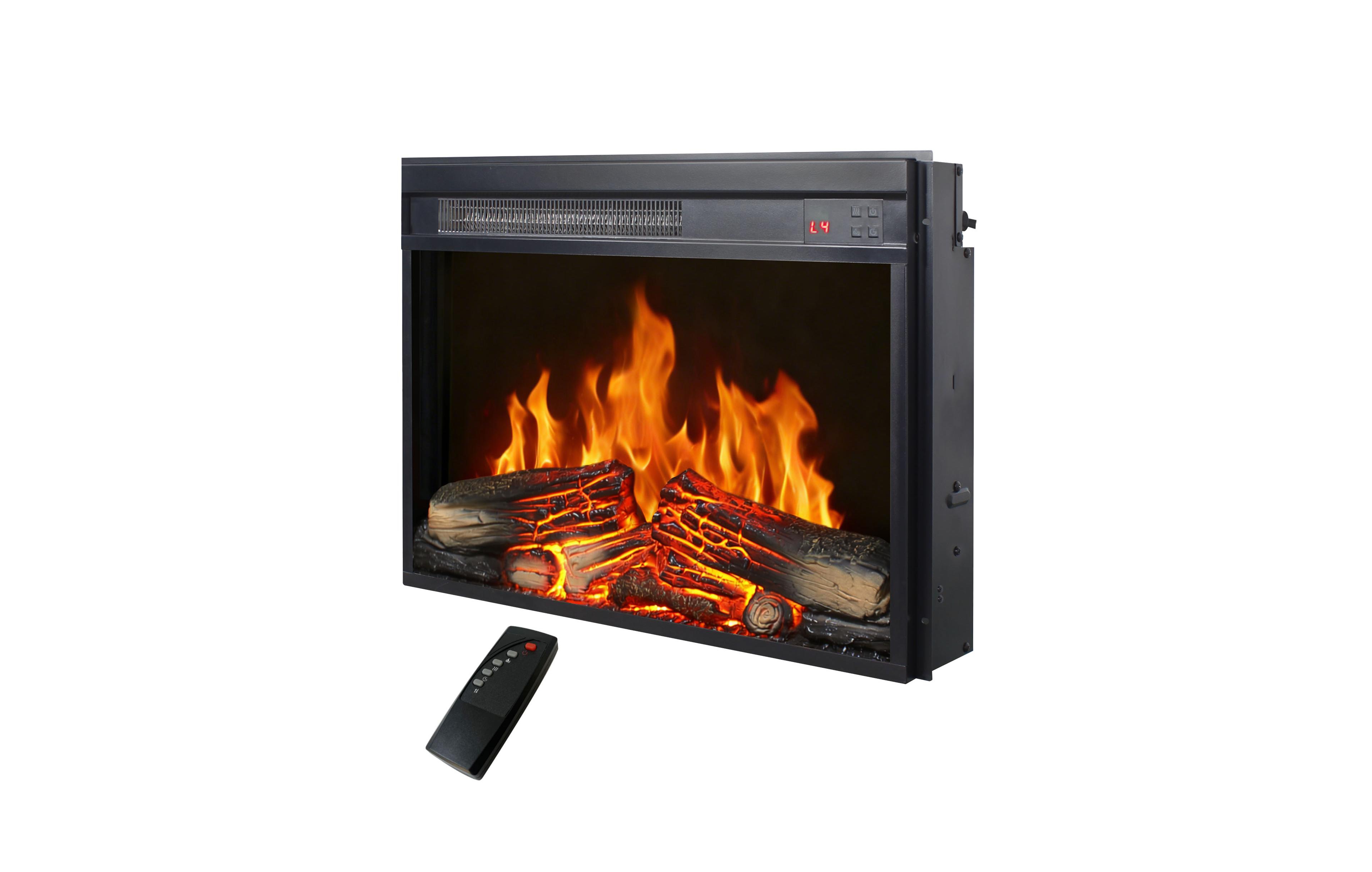 Clihome Electric Fireplace Insert with Ultra-Thin Heater, Log Set, Realistic Flame, Remote Control, Timer, and Overheating Protection Fireplace Stove